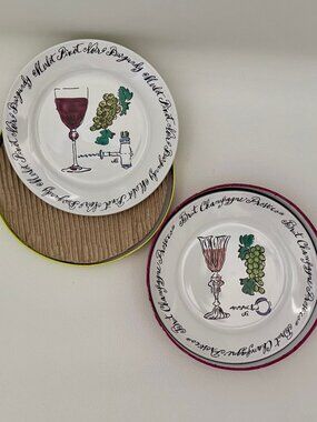 Rosanna wine theme 8" plates set of 4 salad plates,or for appetizers NEW IN BOX